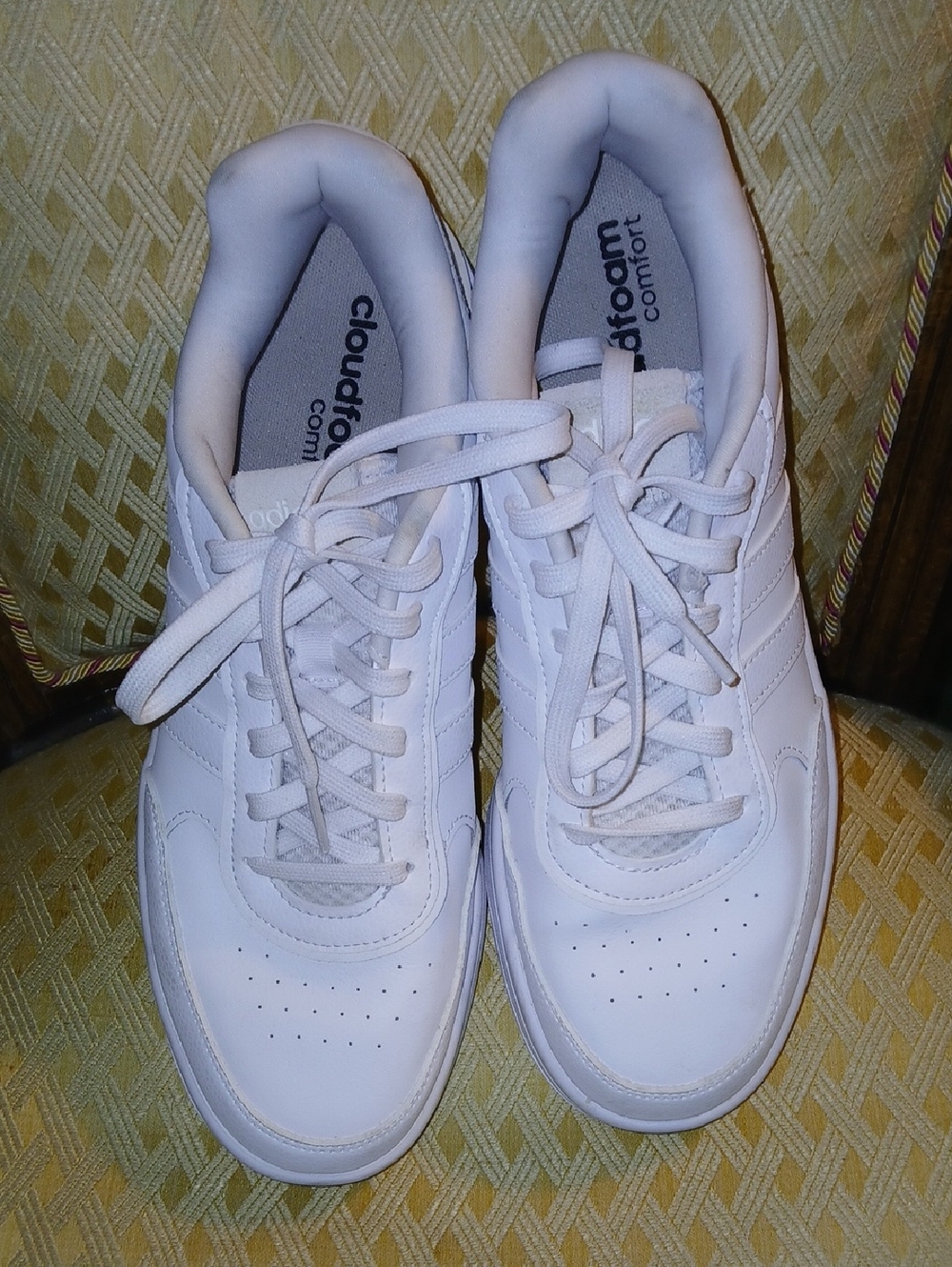 adidas White Low-Top Cloudfoam Lace Sneakers
